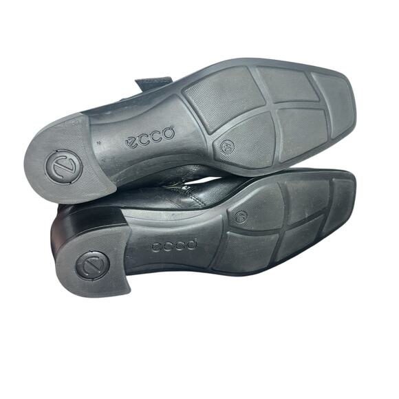 ECCO Black Leather Ankle Boots Size 40 (9-9.5) Buckle Strap Low Heel comfort - Picture 6 of 11